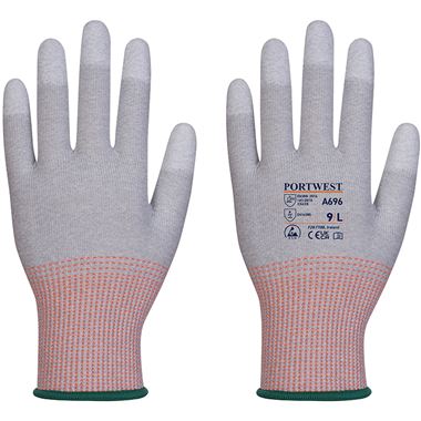 Portwest A696 LR13 ESD Antistatic Cut B PU Fingertip Gloves - 13 gauge (Pack 12)