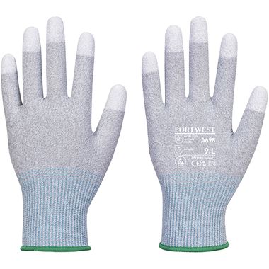 Portwest A698 MR13 ESD Antistatic Cut C PU Fingertip Gloves - 13 gauge (Pack 12)