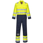 Portwest BIZ7 Bizflame Pro Flame Resistant Anti Static Yellow/Navy Hi Vis Coverall 330g