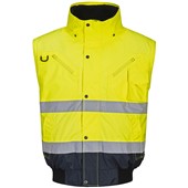 Portwest C465 Yellow/Navy Fur Lined Waterproof 3 in 1 Hi Vis Bomber Jacket