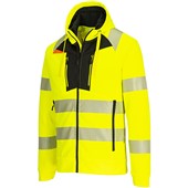 Portwest DX484 DX4 Yellow Lined Hi Vis Zipped Hooded Sweatshirt