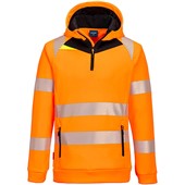Portwest DX482 DX4 Orange Lined Stretch 1/4 Zip Hi Vis Hoodie