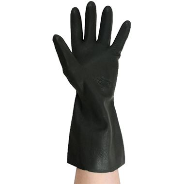 Polyco GI/6406 Industrial Black Rubber Chemical Resistant Gauntlet Gloves 32cm