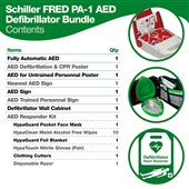 Schiller FRED PA-1 Automatic Defibrillator Bundle with Wall Cabinet