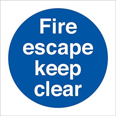 Fire escape keep clear sign