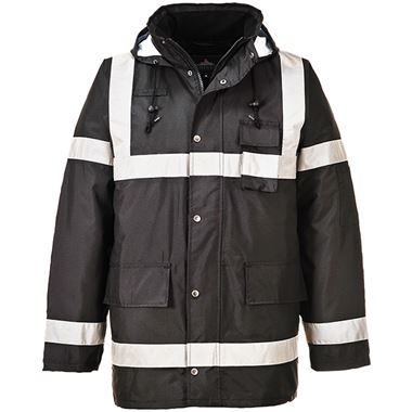 Portwest S433 Black Iona Lite Reflective Waterproof Padded Hi Vis Jacket