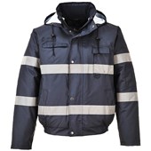 Portwest S434 Navy Iona Lite Reflective Padded Waterproof Hi Vis Bomber Jacket
