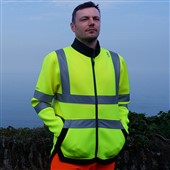 Leo Workwear SS07 Arganite Yellow EcoViz Air Layer Full Zip Hi Vis Sweatshirt