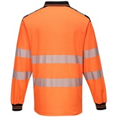 Portwest T184 Orange/Black PW3 Long Sleeve Hi Vis Polo Shirt