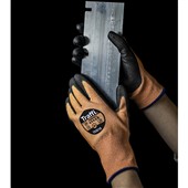 TraffiGlove TG3210 X-Dura Metric Cut B PU Palm Coated Amber Gloves - 13g